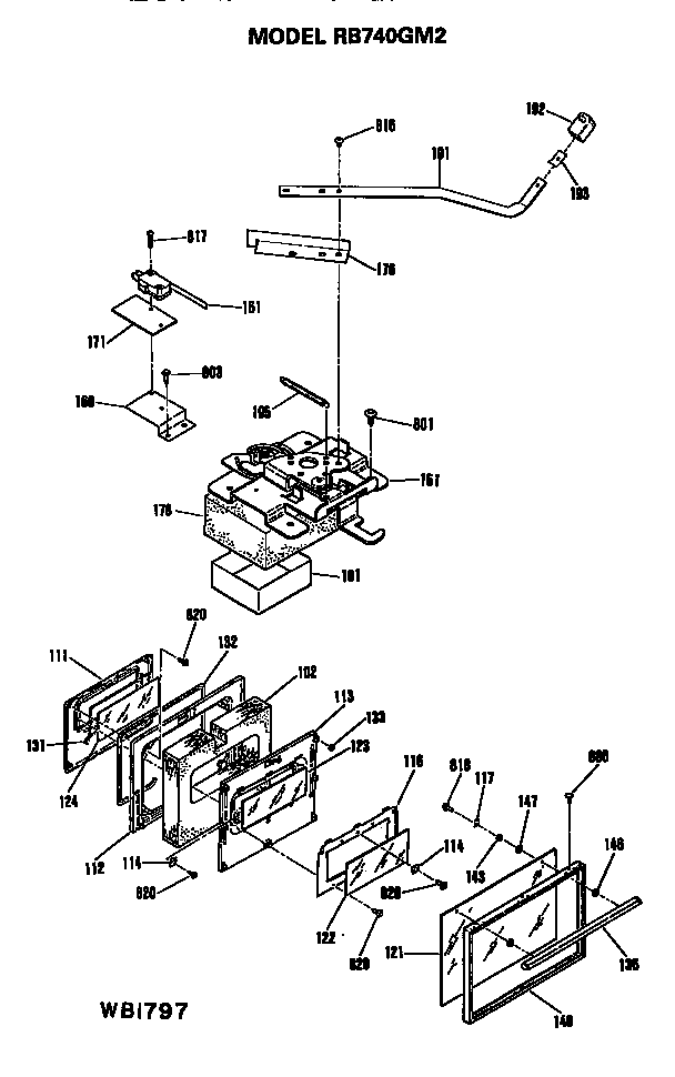 Hotpoint RB740GM2 door and lock diagram