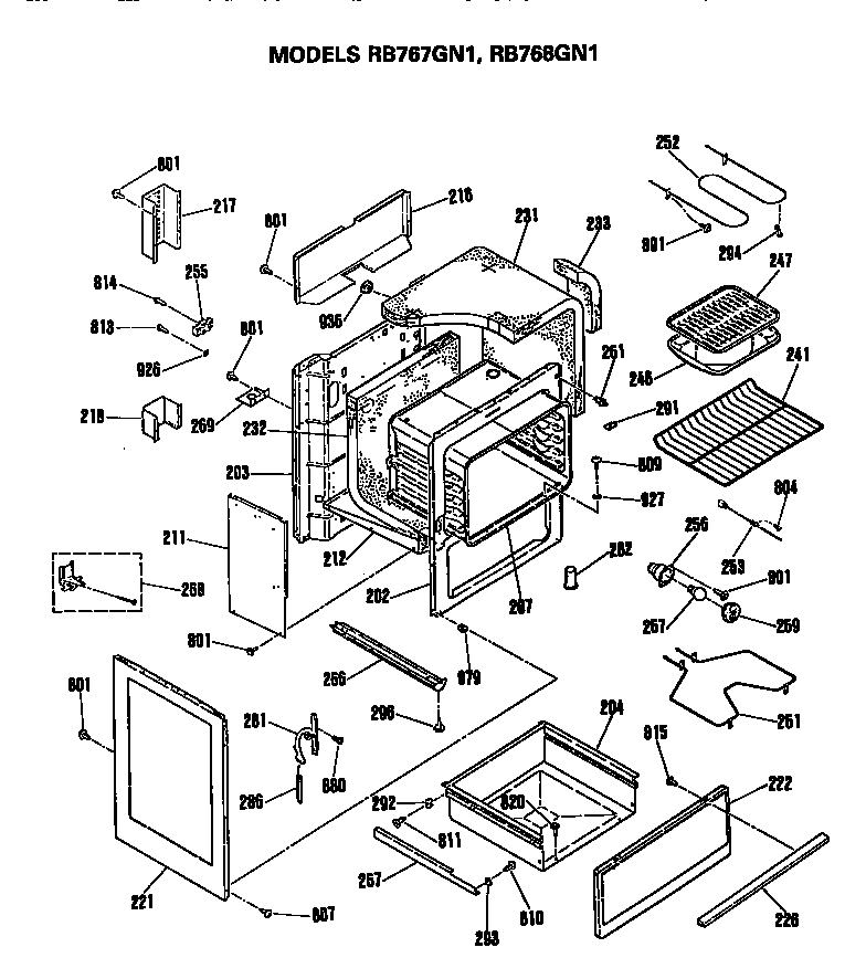 Hotpoint RB767GN1 body diagram