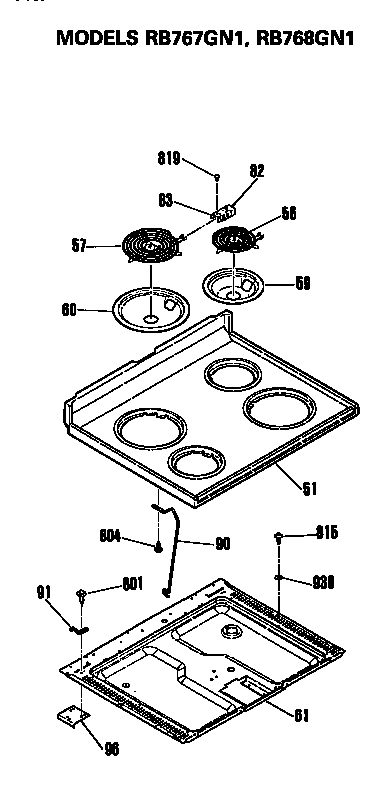 Hotpoint RB767GN1 cooktop diagram