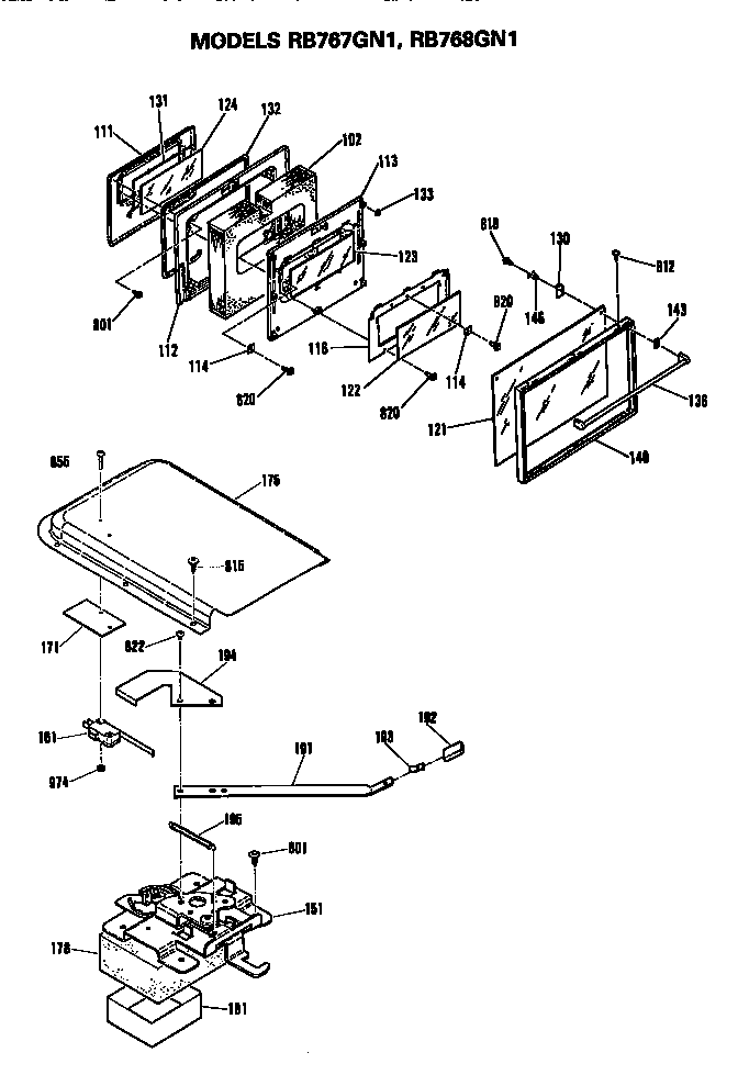 Hotpoint RB767GN1 door and lock diagram