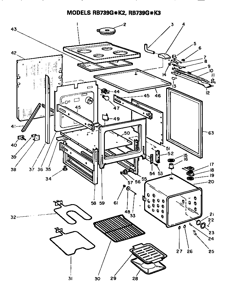 Hotpoint RB739G*K2 body diagram
