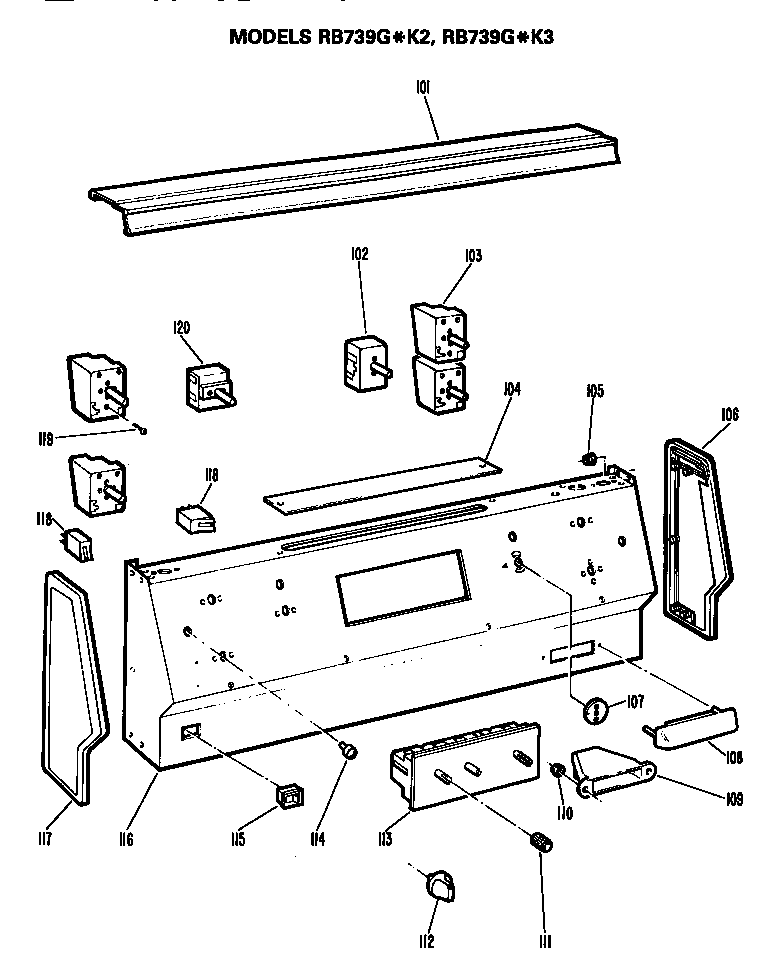 Hotpoint RB739G*K2 control panel diagram