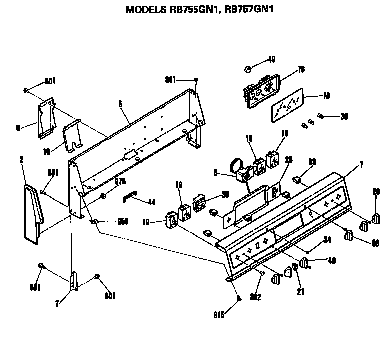 Hotpoint RB755GN1 control panel diagram