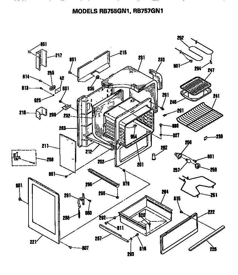 Hotpoint RB755GN1 body diagram