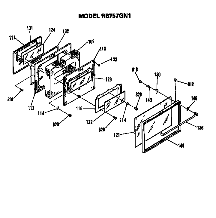 Hotpoint RB755GN1 door diagram