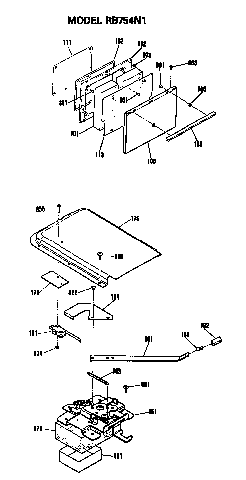 Hotpoint RB754N1 door and lock diagram