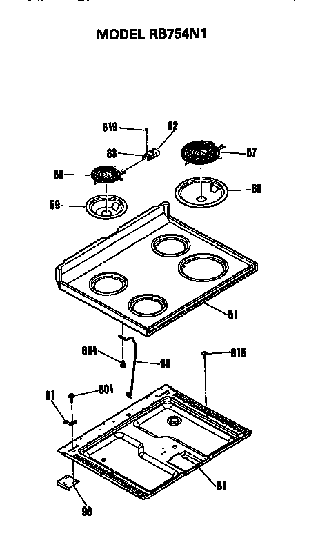 Hotpoint RB754N1 cooktop diagram
