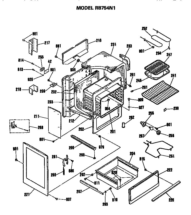 Hotpoint RB754N1 body diagram