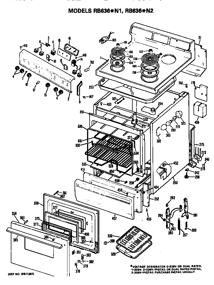 Hotpoint RB636*N1 replacement parts diagram