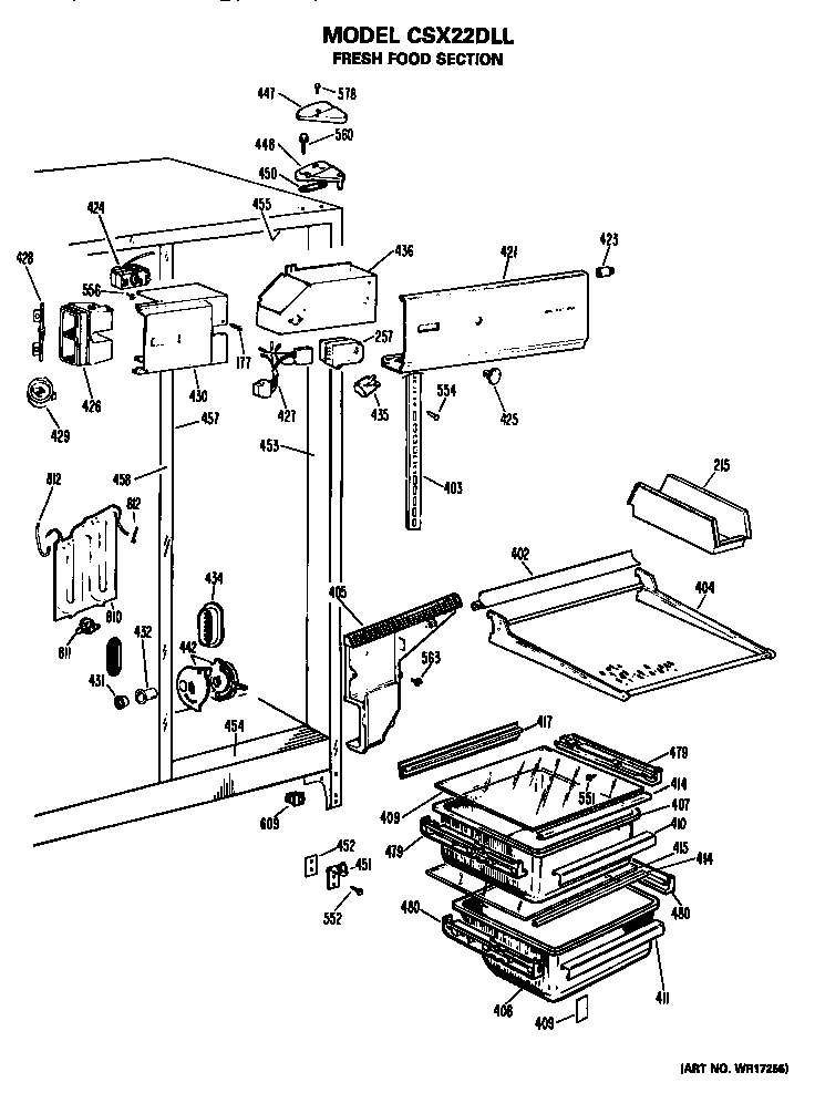 Hotpoint CSX22DLL fresh food section diagram