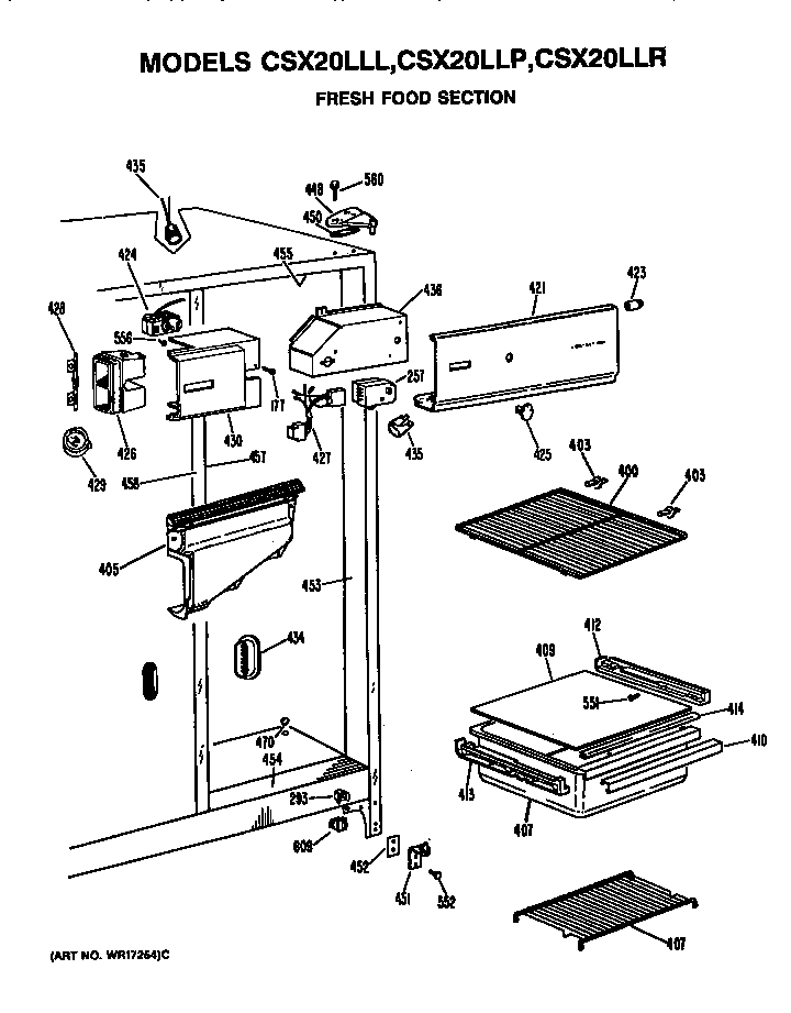 Hotpoint CSX20LLR fresh food section diagram