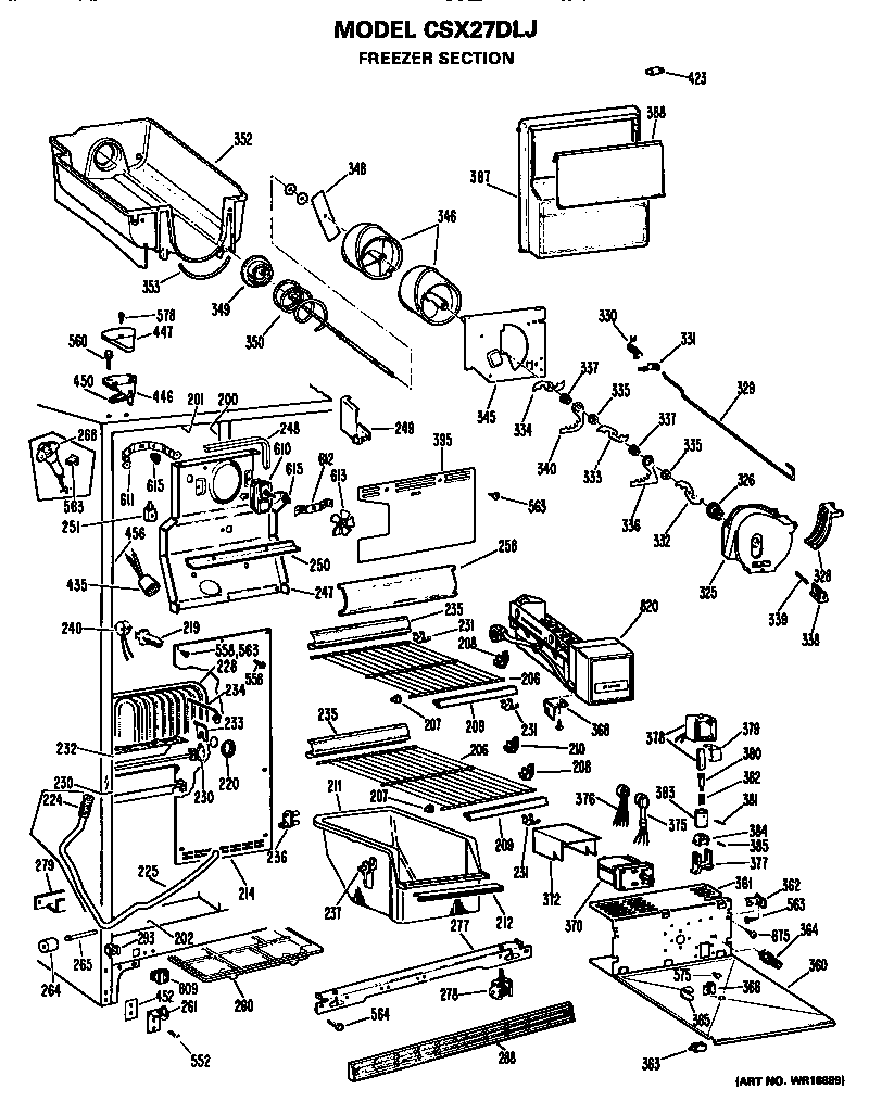 Hotpoint CSX27DLJ freezer section diagram