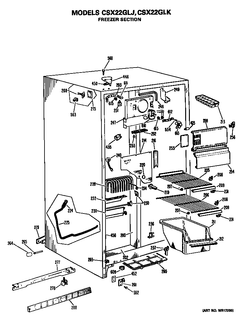 Hotpoint CSX22GLK freezer section diagram