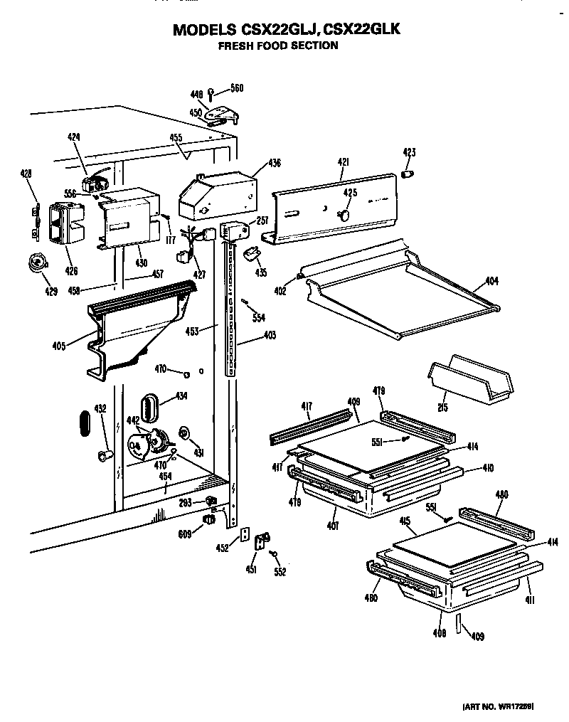 Hotpoint CSX22GLK fresh food section diagram