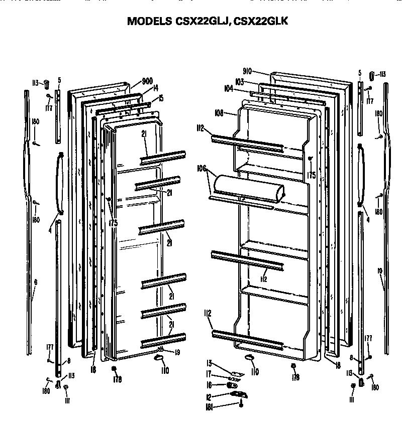 Hotpoint CSX22GLK doors diagram