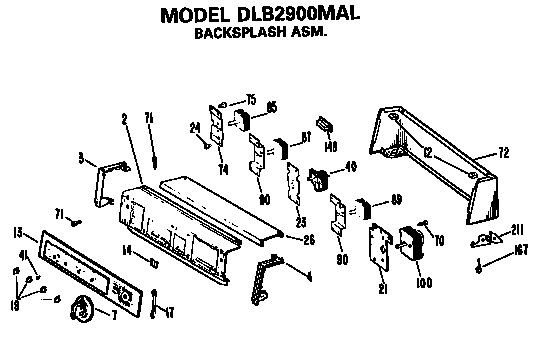 Hotpoint DLB2900MAL backsplash assembly diagram