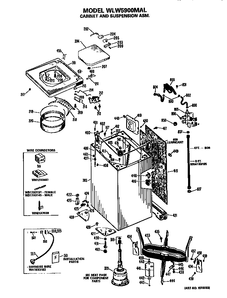 Hotpoint WLW5900MAL cabinet and suspension diagram