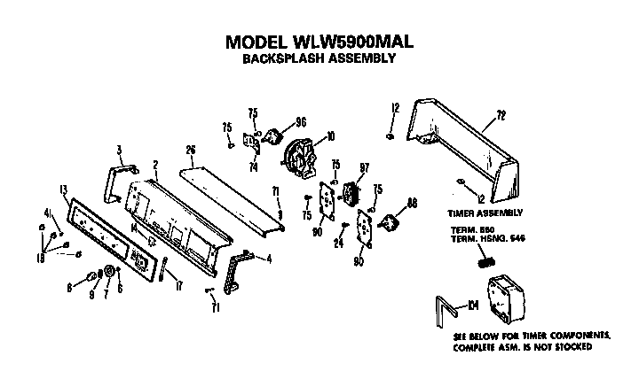 Hotpoint WLW5900MAL backsplash diagram