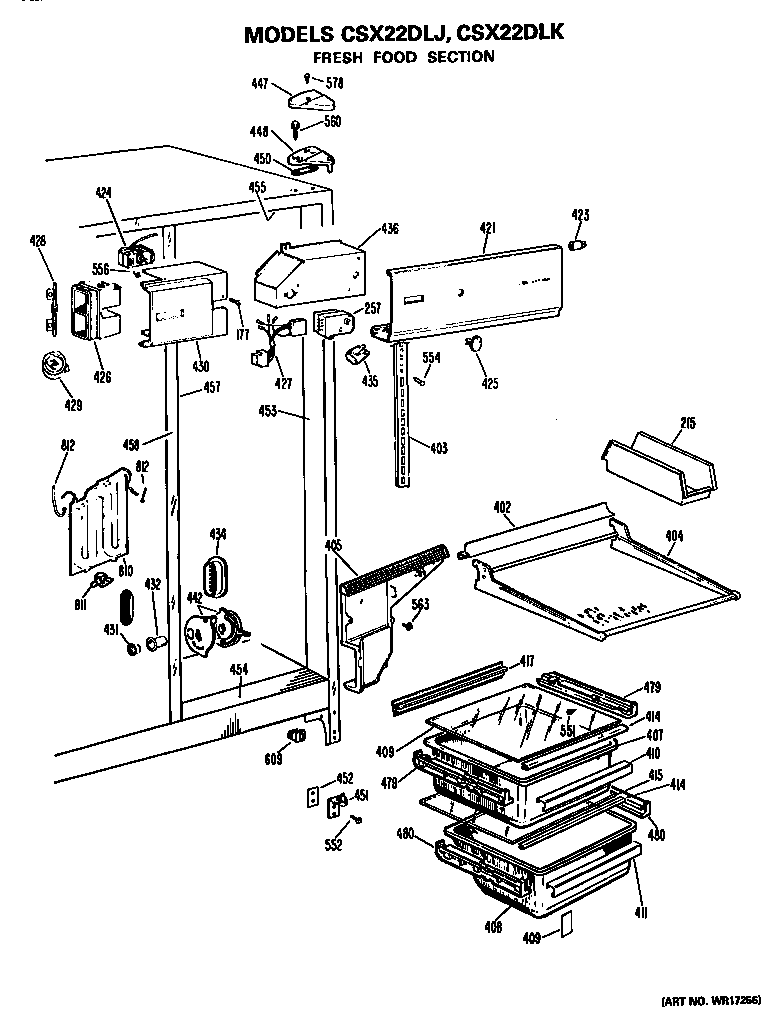 Hotpoint CSX22DLK fresh food section diagram