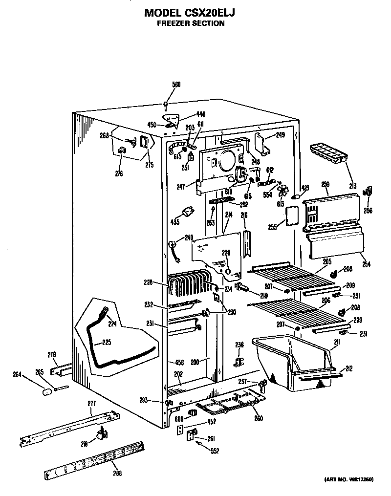 Hotpoint CSX20ELJ freezer section diagram
