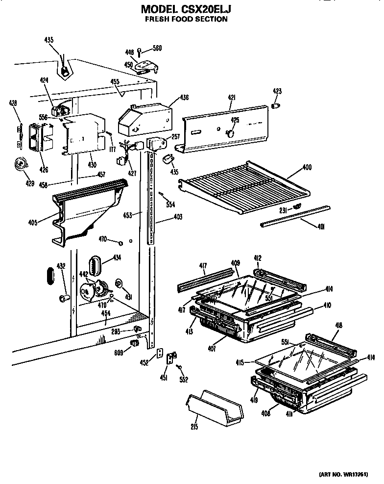 Hotpoint CSX20ELJ fresh food section diagram