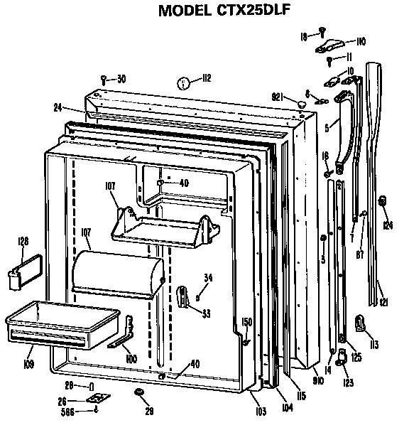Hotpoint CTX25DLFRWH fresh food door diagram