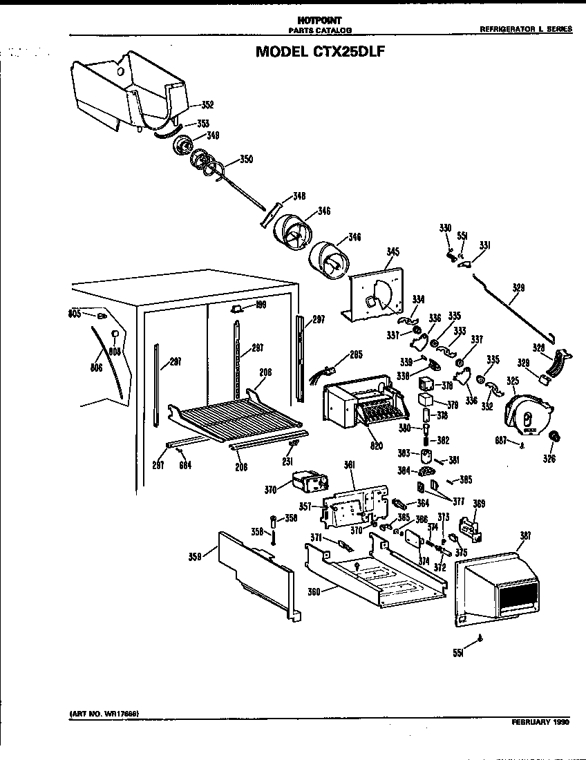 Hotpoint CTX25DLFRWH ice bucket/auger diagram