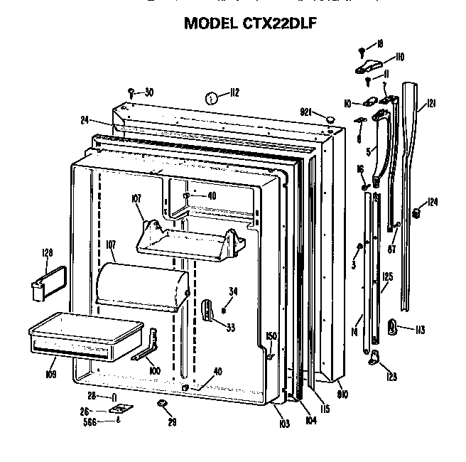 Hotpoint CTX22DLFLWH fresh food door diagram