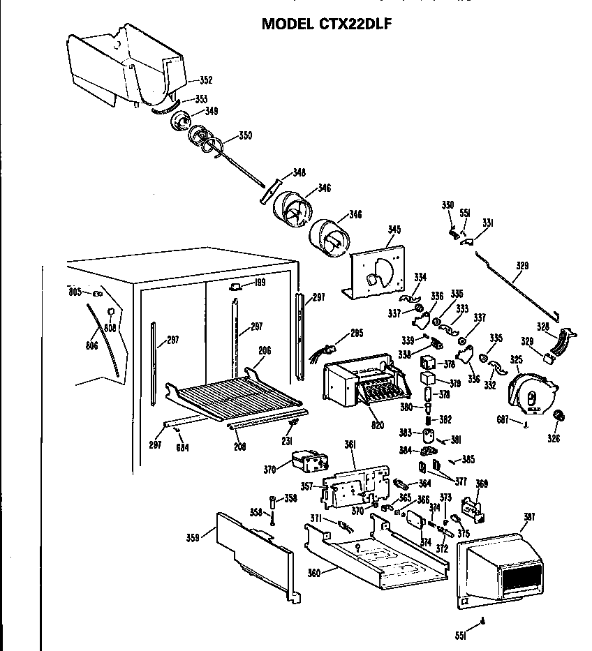 Hotpoint CTX22DLFLWH ice bucket/auger diagram