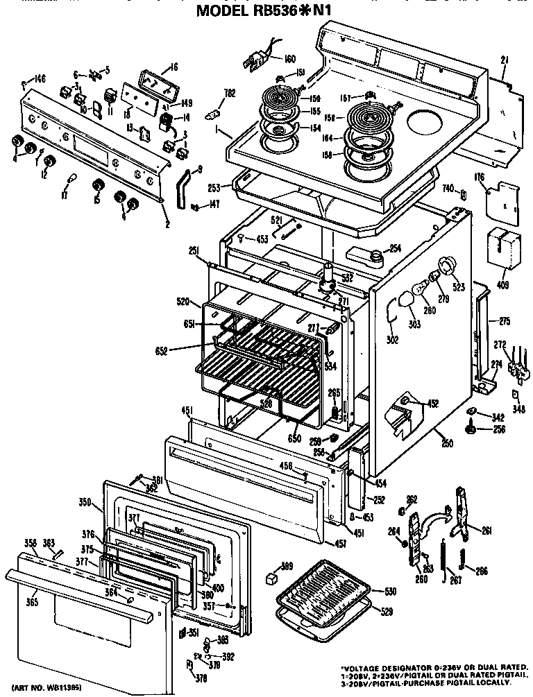 Hotpoint RB536*N1 replacement parts diagram