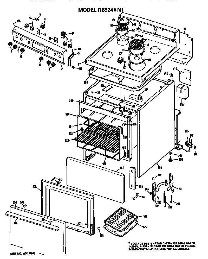 Hotpoint RB524*N1 replacement parts diagram