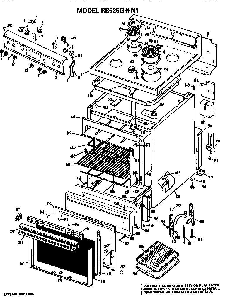 Hotpoint RB525G*N1 replacement parts diagram