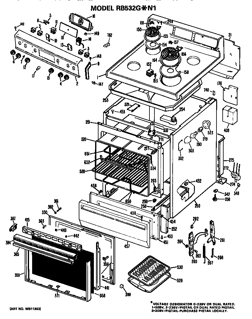 Hotpoint RB532G*N1 replacement parts diagram