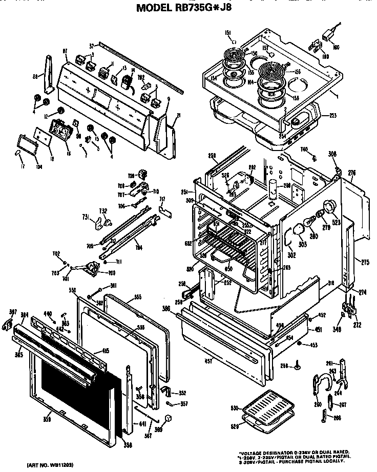 Hotpoint RB735G*J8 replacement parts diagram