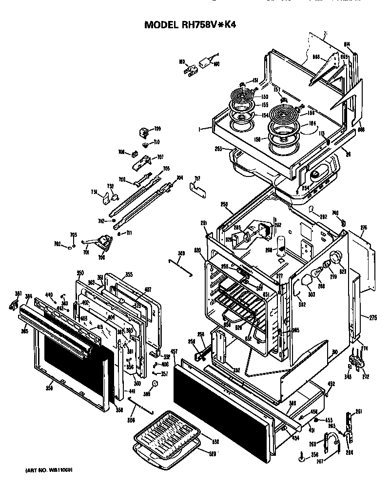 Hotpoint RH758V*K4 body diagram