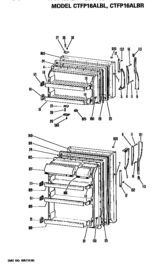 Hotpoint CTFP16ALBL doors diagram