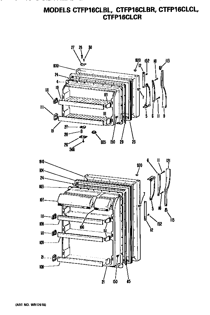 Hotpoint CTFP16CLCL doors diagram