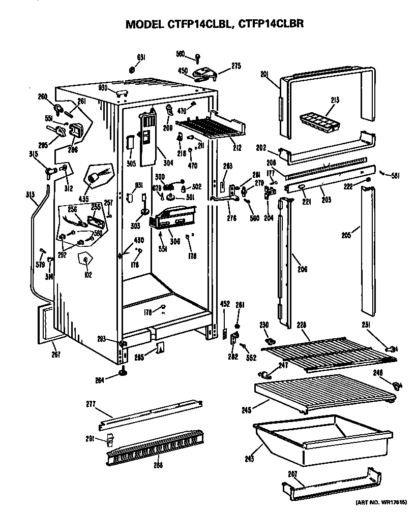 Hotpoint CTFP14CLBL cabinet parts diagram