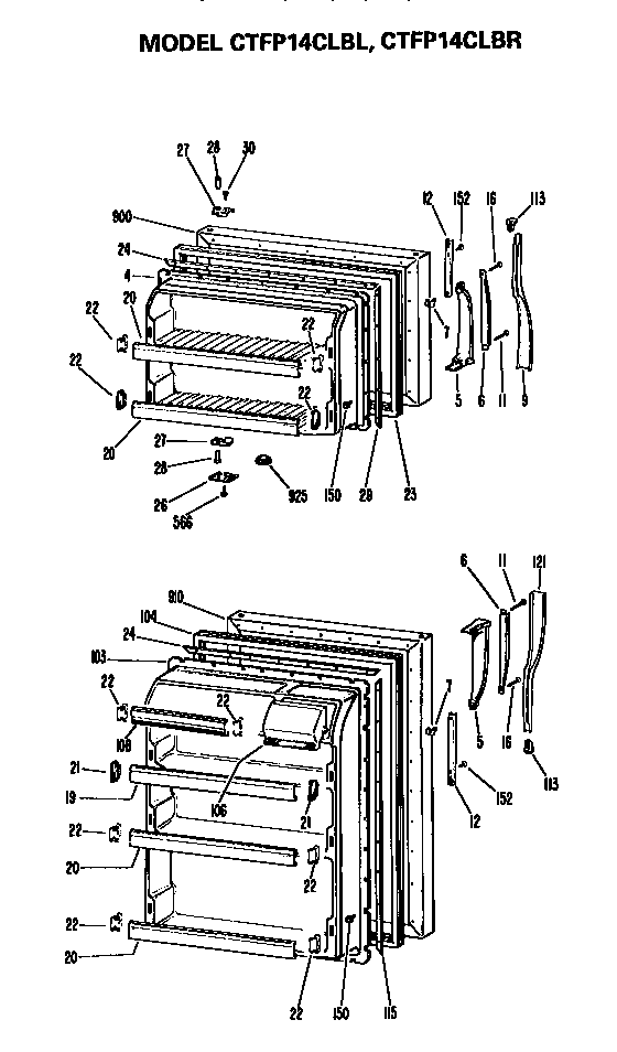 Hotpoint CTFP14CLBL doors diagram