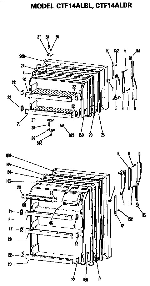 Hotpoint CTF14ALBR doors diagram