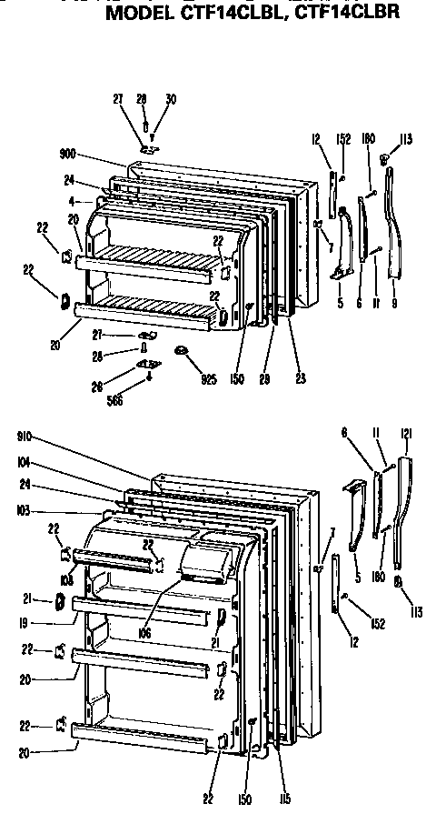 Hotpoint CTF14CLBL doors diagram