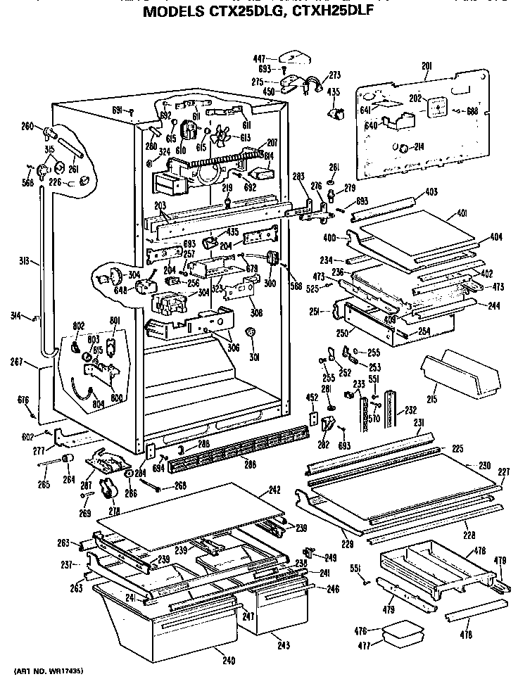 Hotpoint CTXH25DLFLAD cabinet parts diagram