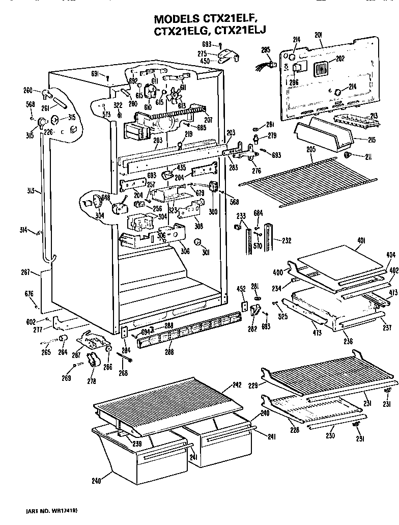 Hotpoint CTX21ELGRWH cabinet parts diagram