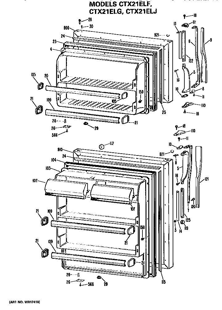 Hotpoint CTX21ELGRWH doors diagram