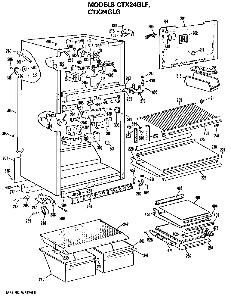 Hotpoint CTX24GLFRWH cabinet parts diagram