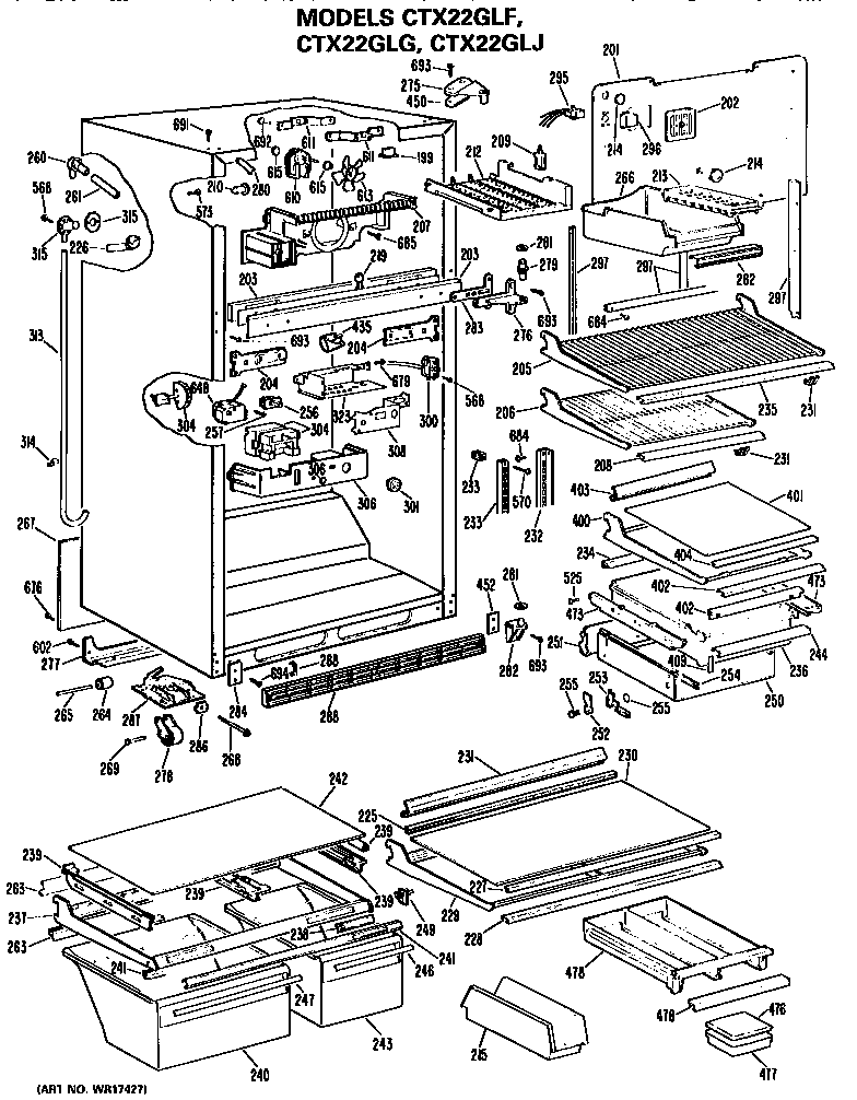 Hotpoint CTX22GLFRWH cabinet parts diagram