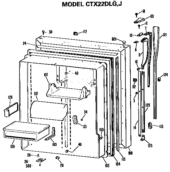Hotpoint CTX22DLGRWH fresh food door diagram