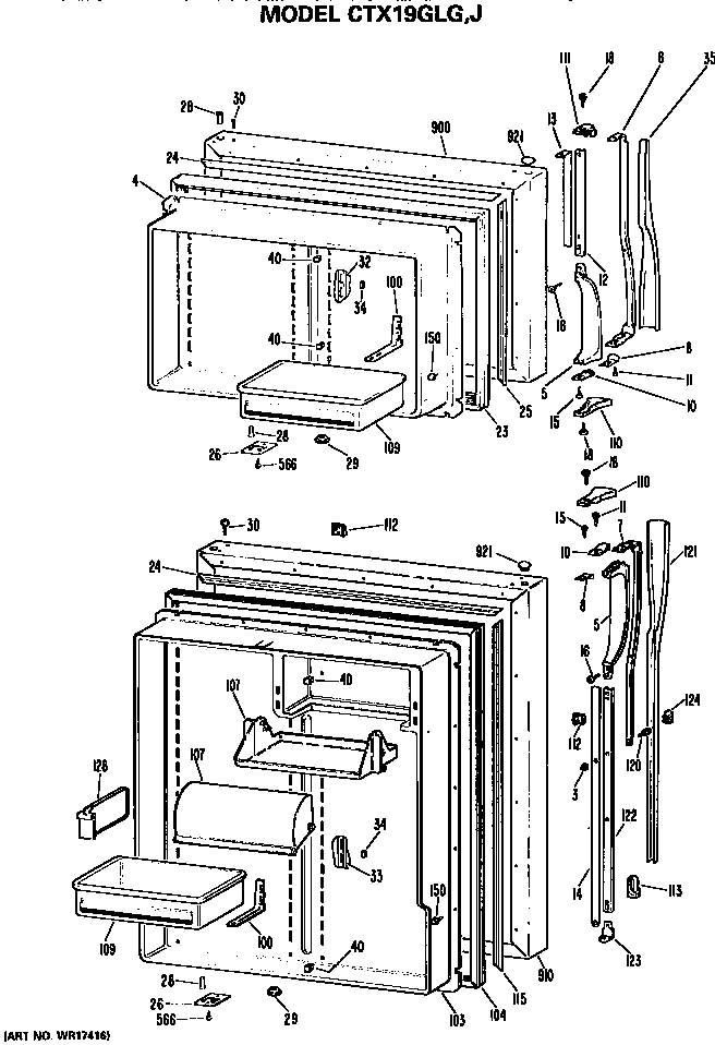 Hotpoint CTX19GLGRWH doors diagram