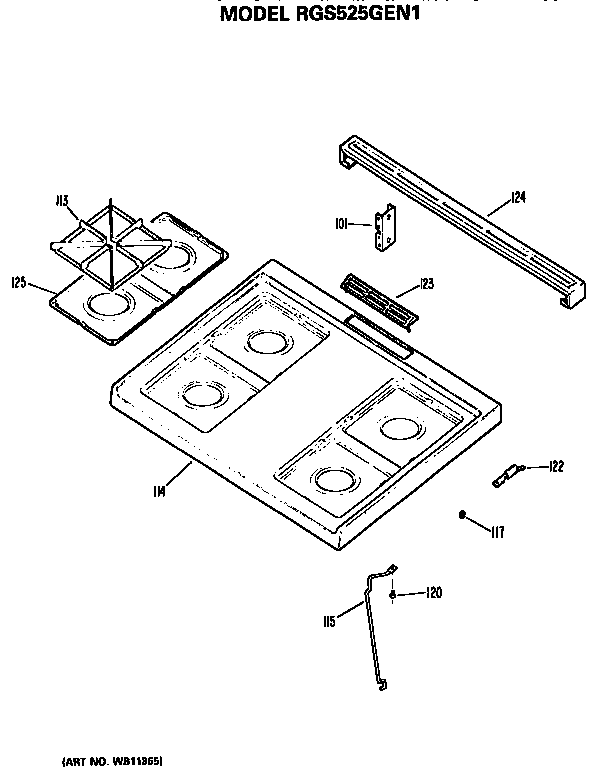 Hotpoint RGS525GEN1 cooktop diagram