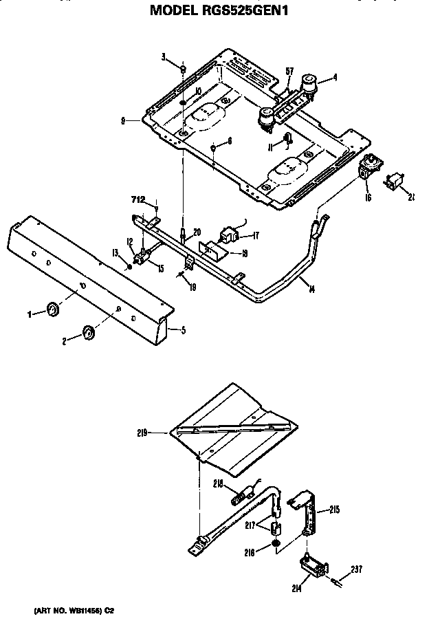Hotpoint RGS525GEN1 burner section diagram